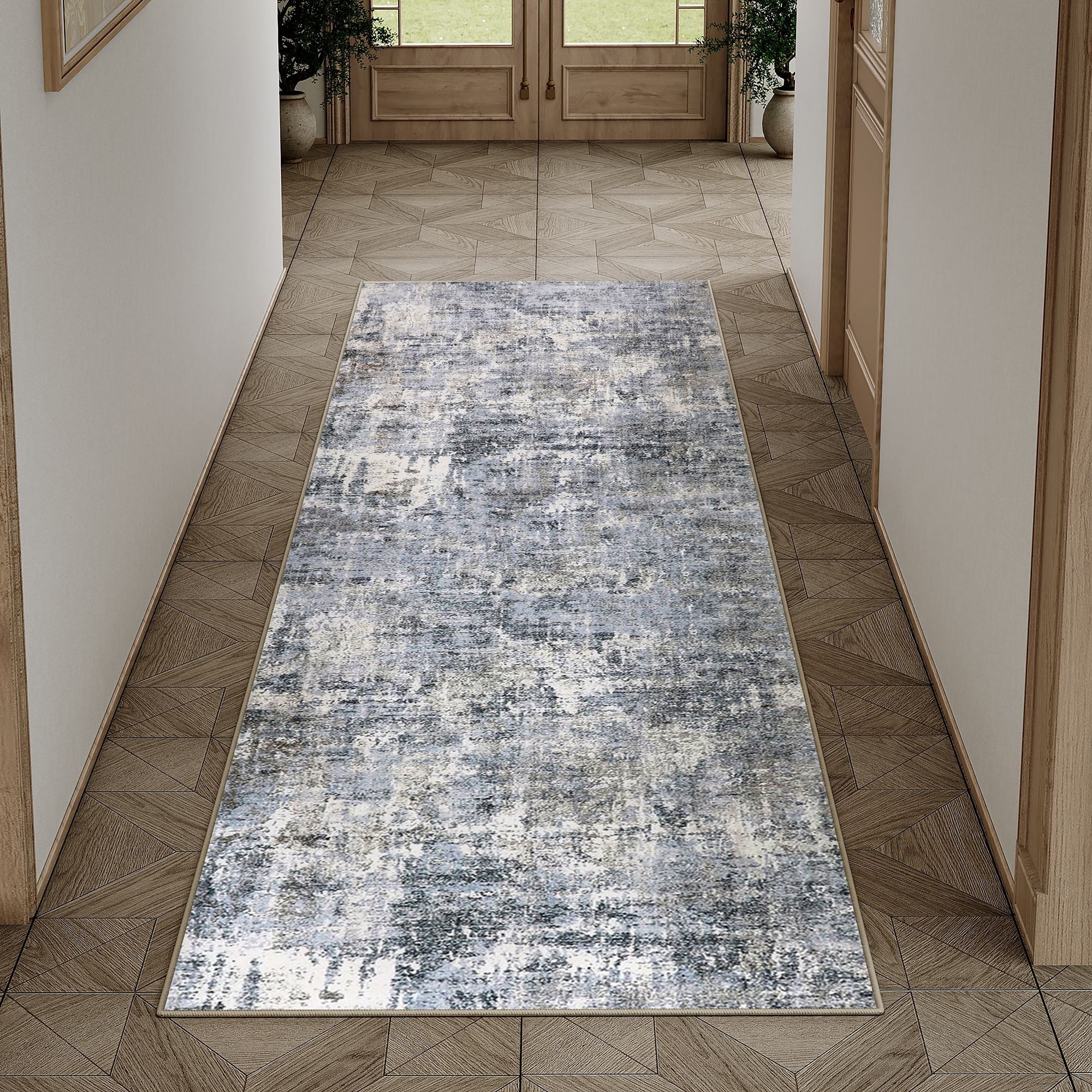 Berthmeer 5'X7' Modern Abstract Blue Area Rugs For L