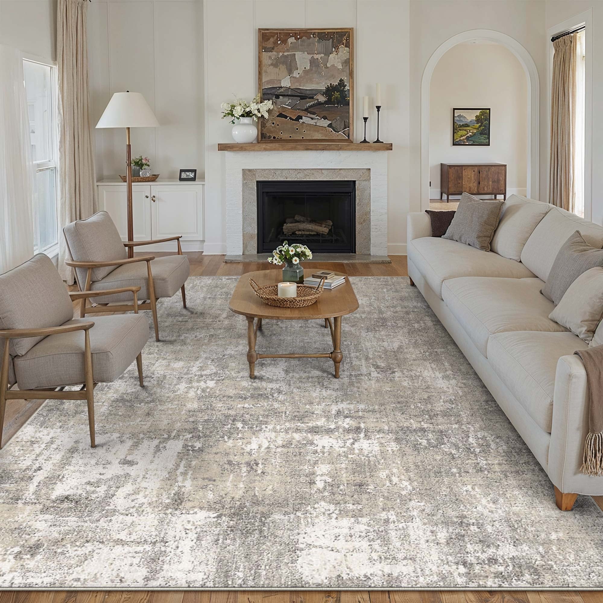Berthmeer 5'X7' Modern Abstract Blue Area Rugs For L