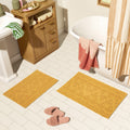 June Beautiful Floral Block Scallop 2 Piece Bath Rug Set by Drew Barrymore, Hydrangea Blue, 17" x 24" & 20" x 30"
