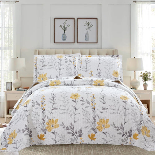 Green Essen 3 Pcs Quilt Sets Lightweight Microfiber