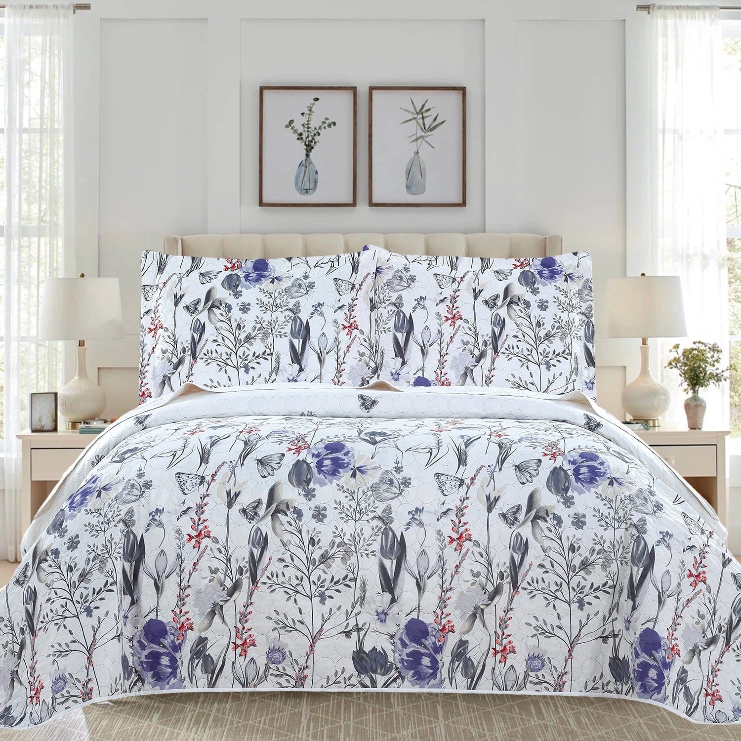 Green Essen 3 Pcs Quilt Sets Lightweight Microfiber