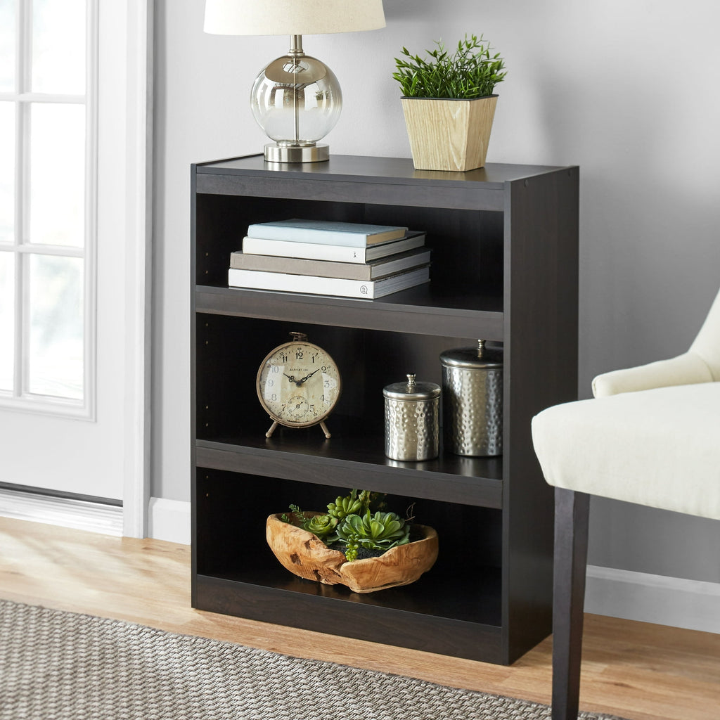 June Mainstays Framed 3-Shelf Bookcase with Adjustable Shelves, White