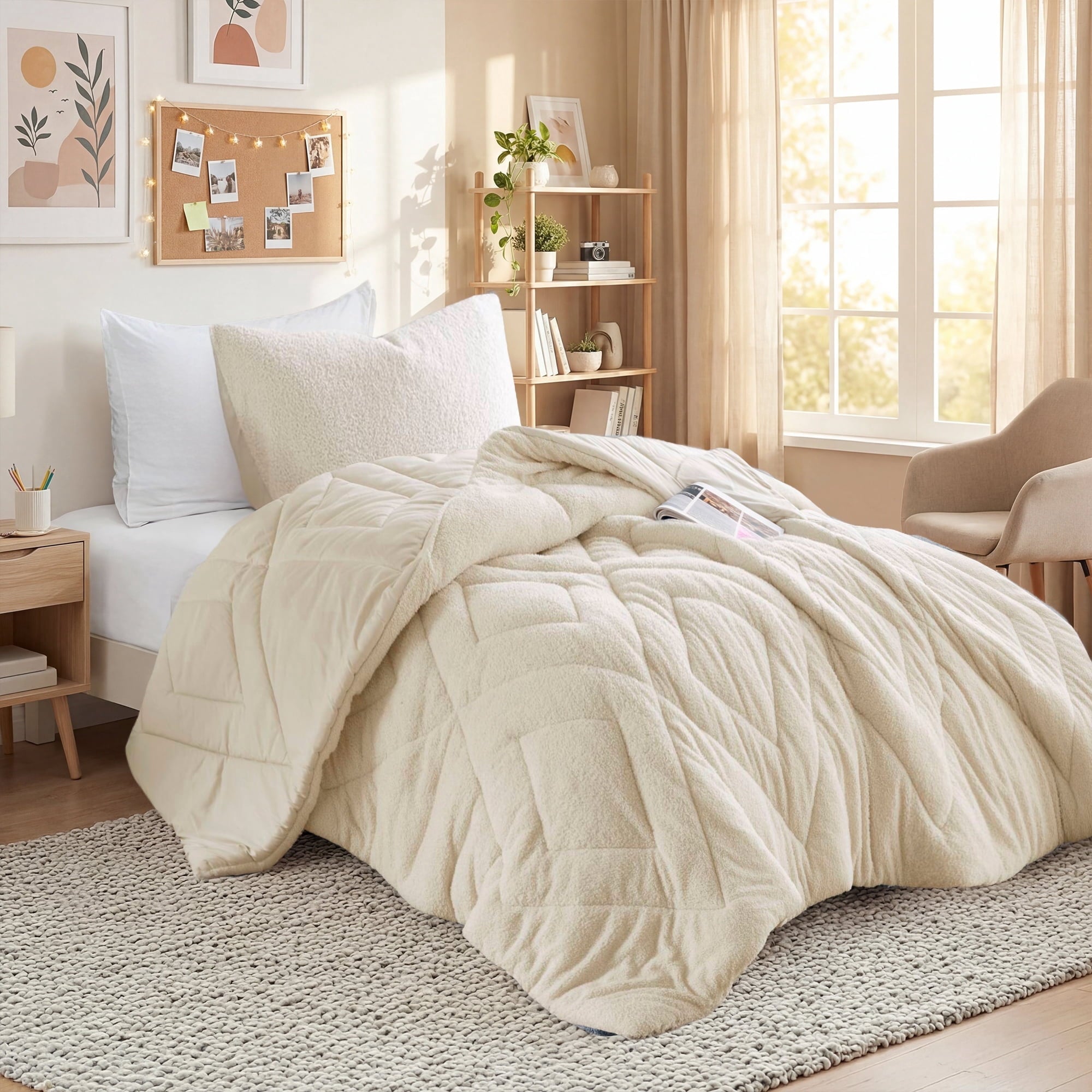 Nookwood Regency Heights Twintwin Xl Quilted Plush Comforter Set 2 Piece Reversible Feather Soft Dorm Bedding Sets Textured Sherpa Comforter Bed Set For All Season Gray