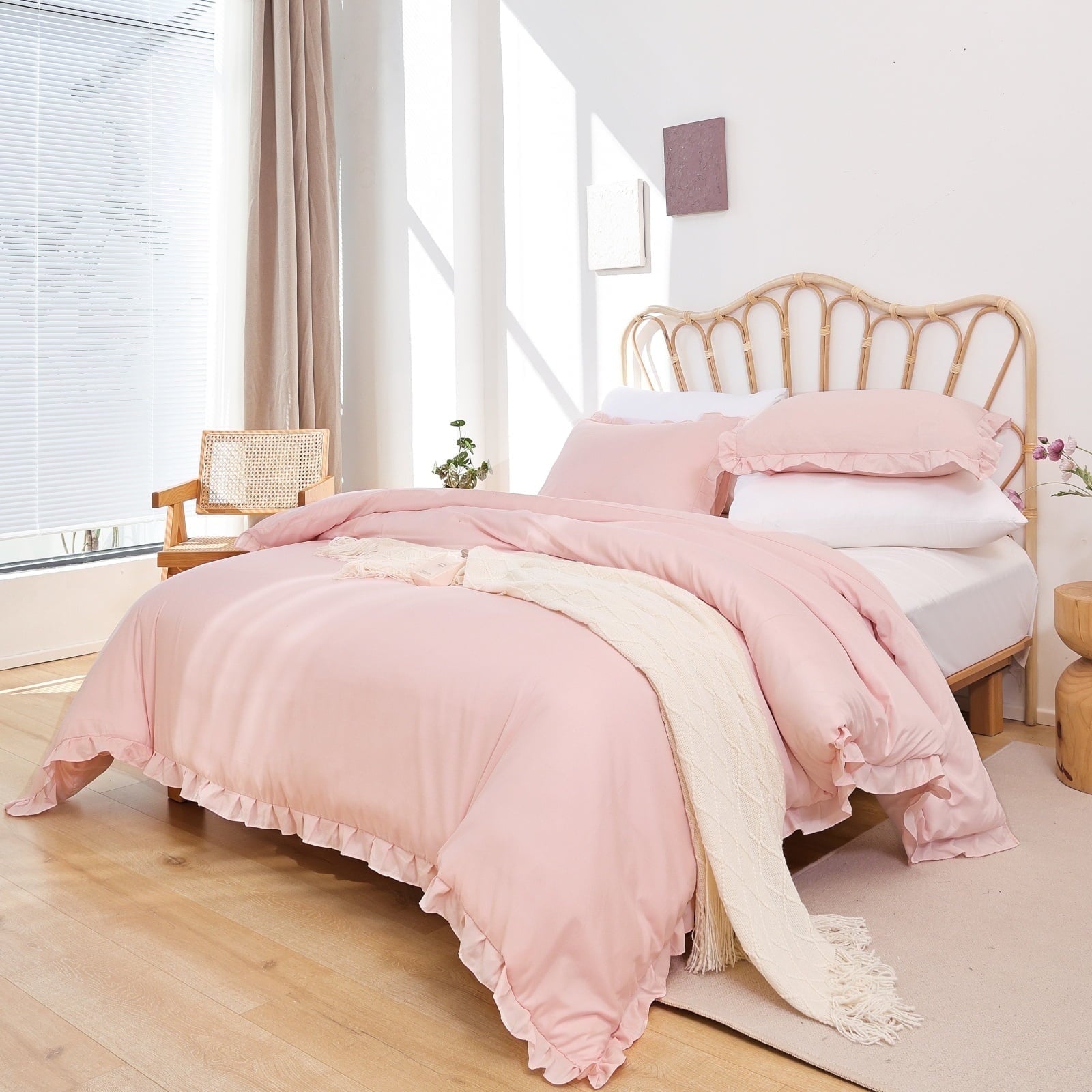 Sprinday Queen Comforter Set For Adult 3 Piece Ruffl
