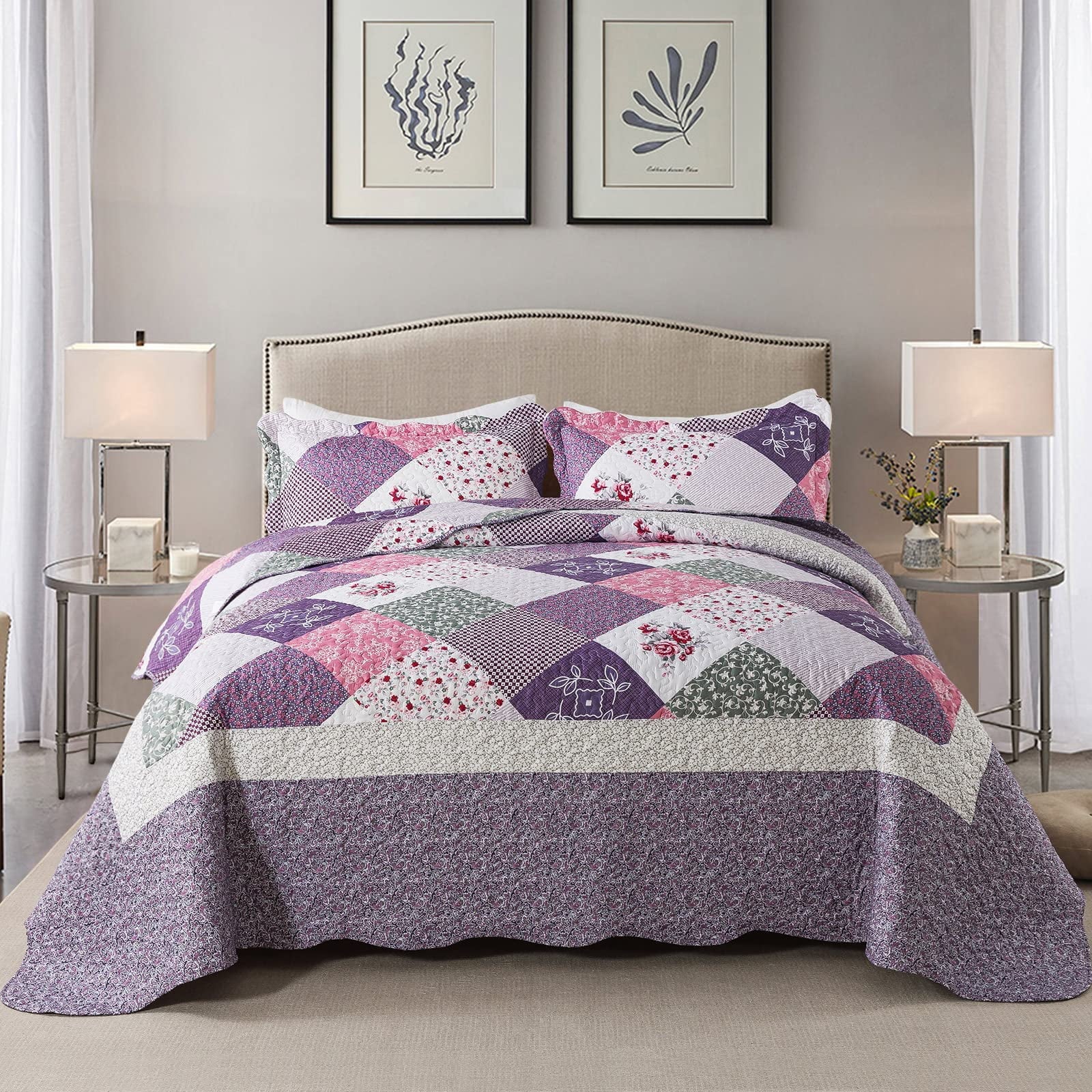 Wannatoo Quilt Collection Microfiber Floral Bedding