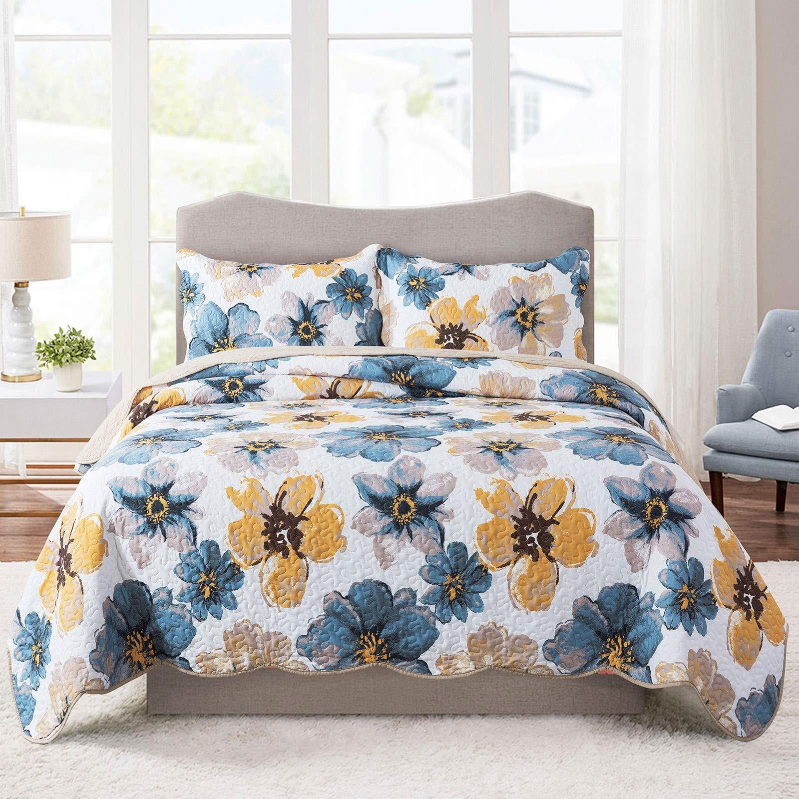 Wannatoo Quilt Collection Microfiber Floral Bedding