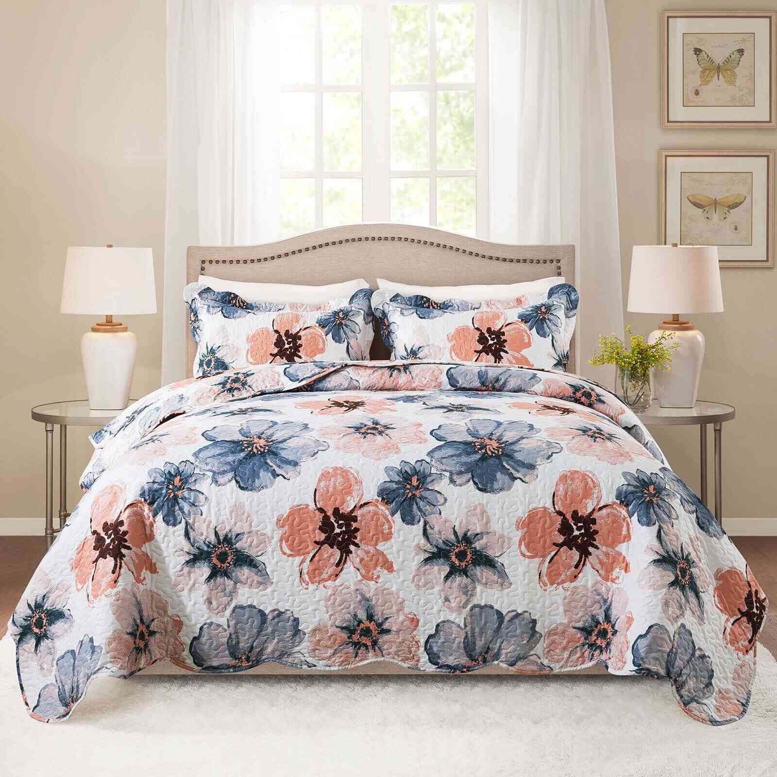 Wannatoo Quilt Collection Microfiber Floral Bedding