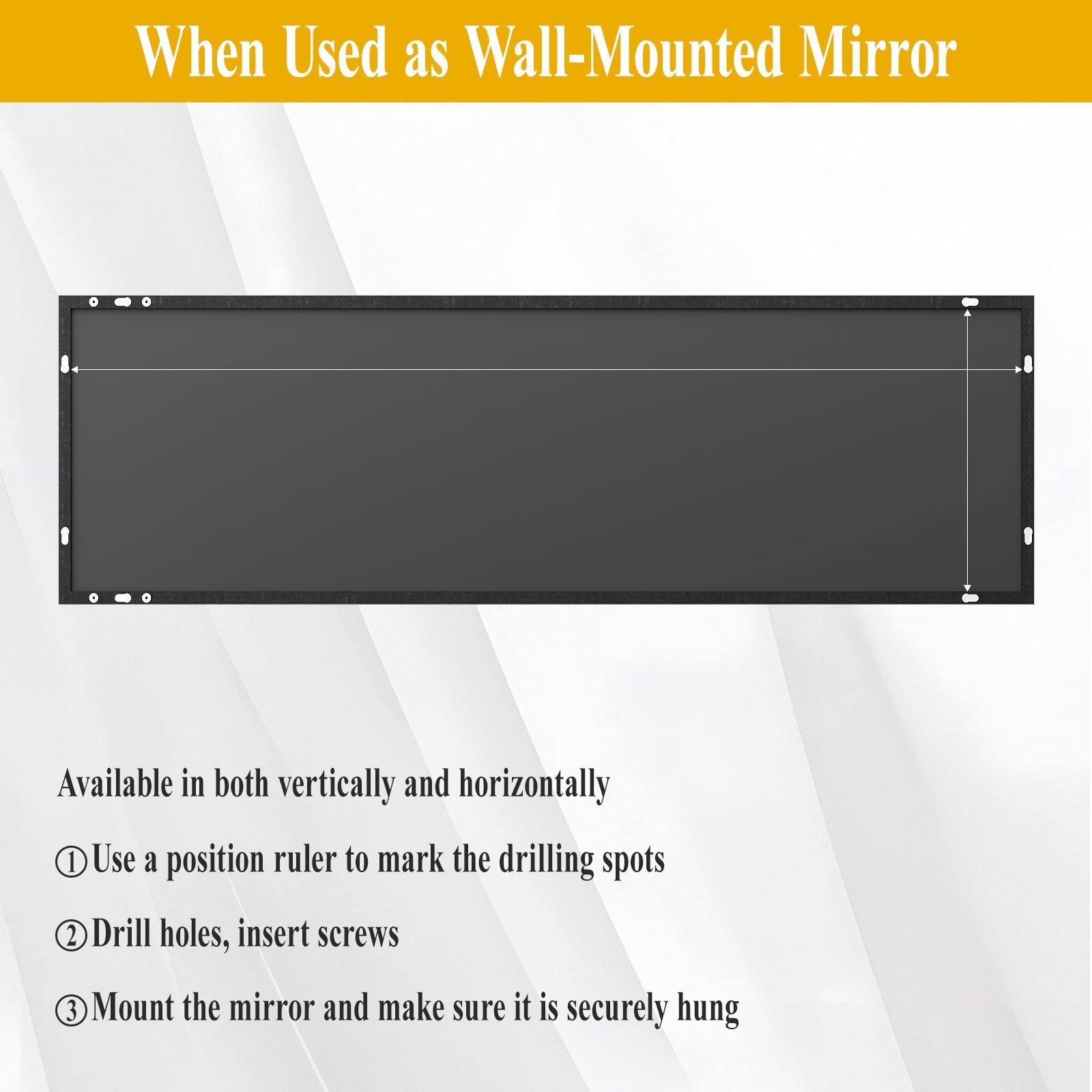 BEAUTYPEAK 48"x 14" Full Length Door Mirror Hanging Wall-Mounted Mirrors, Black